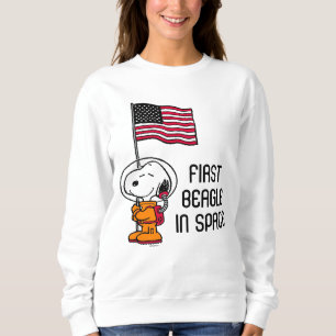 Sweatshirt ESPACE Snoopy avec astronaute du drapeau