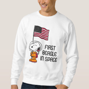 Sweatshirt ESPACE Snoopy avec astronaute du drapeau
