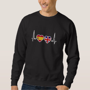 Sweatshirt Espagne Royaume-Uni Vintage Heartbeat drapeau Angl