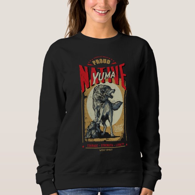 Sweatshirt Esprit de loup né Yuma amérindien Rétro (Devant)