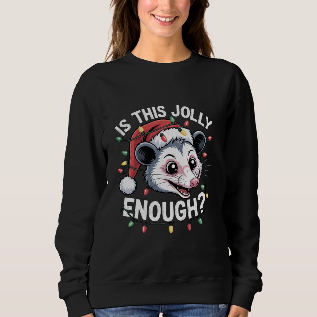 Sweatshirt Est-ce assez joyeux ? Noël Opossum Sarcastique (Devant)