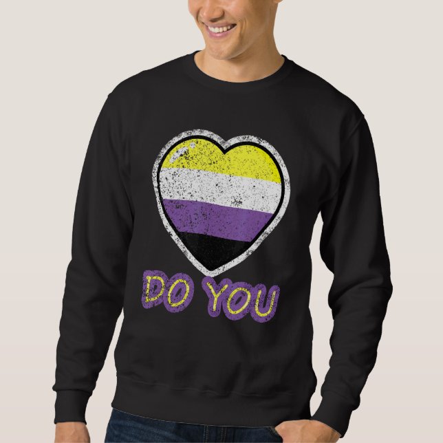 Sweatshirt Est-ce que vous Fierté non binaire Distress Drapea (Devant)