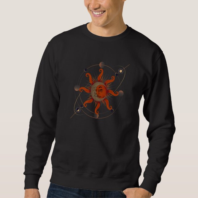 Sweatshirt Esthétique Bohème Boho Soleil Croissant Lune Unive (Devant)