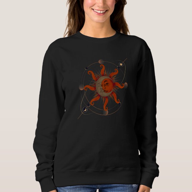 Sweatshirt Esthétique Bohème Boho Soleil Croissant Lune Unive (Devant)