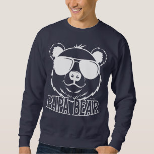 Sweatshirt établi Papa Ours Navy Bleu Blanc Moderne