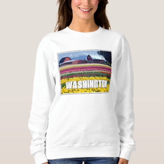 Sweatshirt État de Washington | Champ de tulipes (Devant)