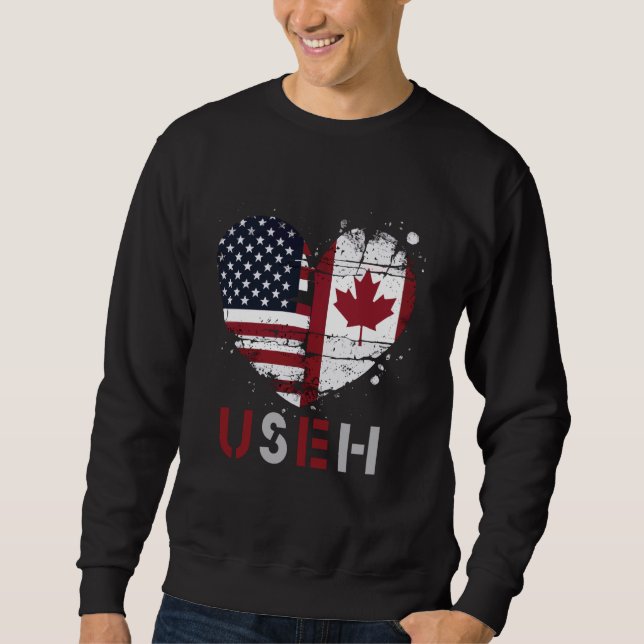 Sweatshirt États américains Canada drapeaux États-Unis Canadi (Devant)