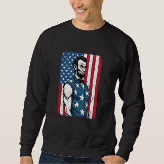 Sweatshirt États-Unis 4 juillet Abe Lincoln Muscles drôle de