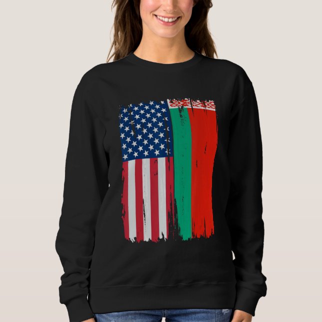 Sweatshirt États-Unis Biélorussie Semi-américain Drapeau Raci (Devant)