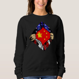 Sweatshirt États-Unis Chine Drapeau Demi-Américain Demi-Racin