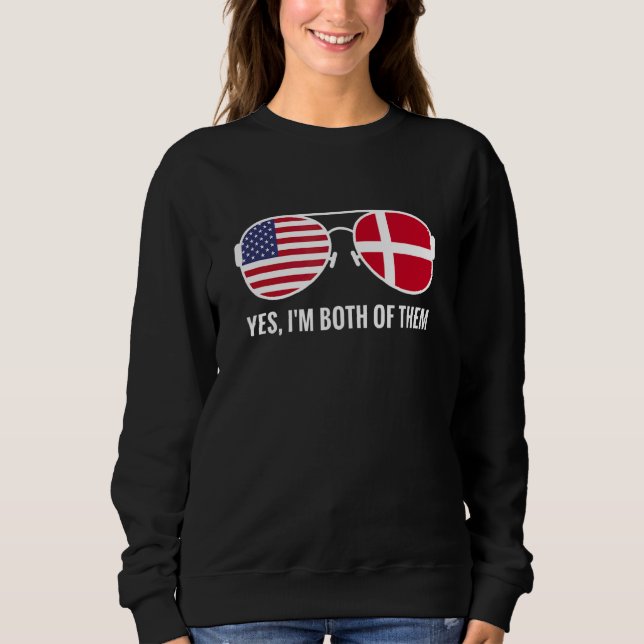Sweatshirt États-Unis Danemark Drapeau Lunettes de soleil Dan (Devant)