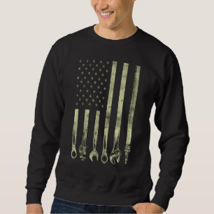 Sweatshirt États-Unis Drapeau Auto Réparateur Voiture Mécaniq