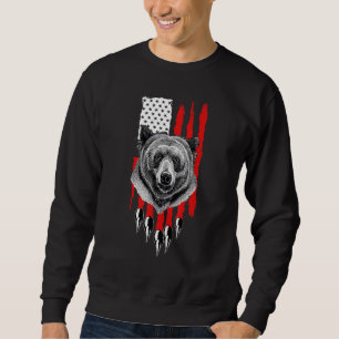 Sweatshirt États-Unis Drapeau Grizzly Bear Chasse Patriot