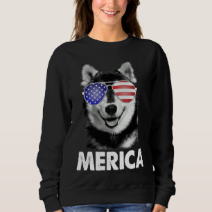 Sweatshirt États-Unis Patriotique Merica Sibérien Husky Chien