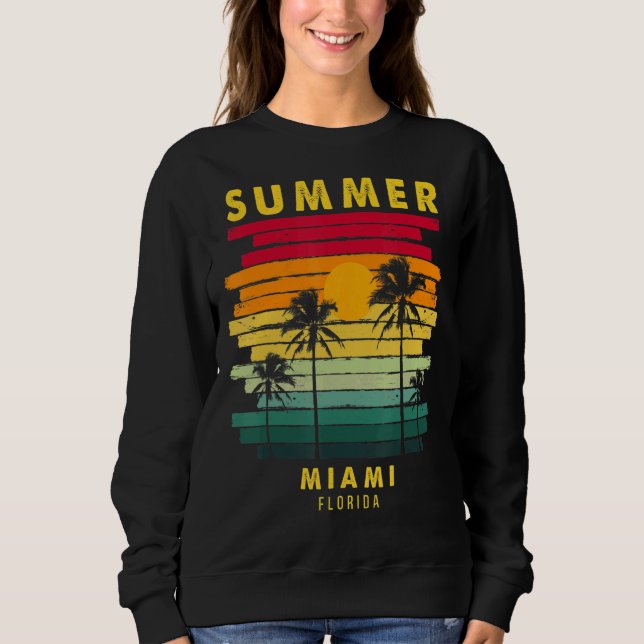 Sweatshirt Été Miami Florida Beach Sunset Retro (Devant)