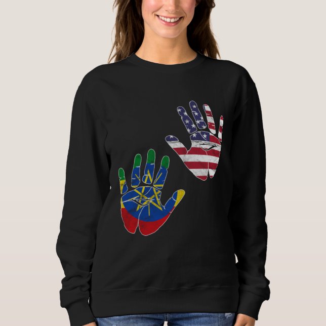Sweatshirt Ethiopia Ethiopians Africa Flag Proud DNA American (Devant)