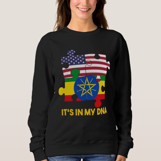 Sweatshirt Éthiopie Éthiopiens Afrique Drapeau Fier ADN Améri (Devant)