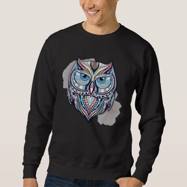Sweatshirt Ethnic Patterned Owl (Devant)