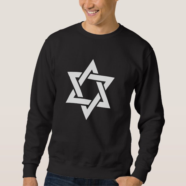 Sweatshirt Étoile blanche claire de David Symbole juif du jud (Devant)
