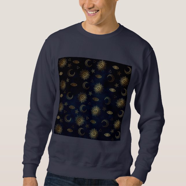 Sweatshirt Étoiles célestes Blue Gold Sun Moon (Devant)