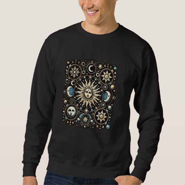 Sweatshirt Étoiles de la lune céleste Boho Cosmic Galaxy Spac (Devant)