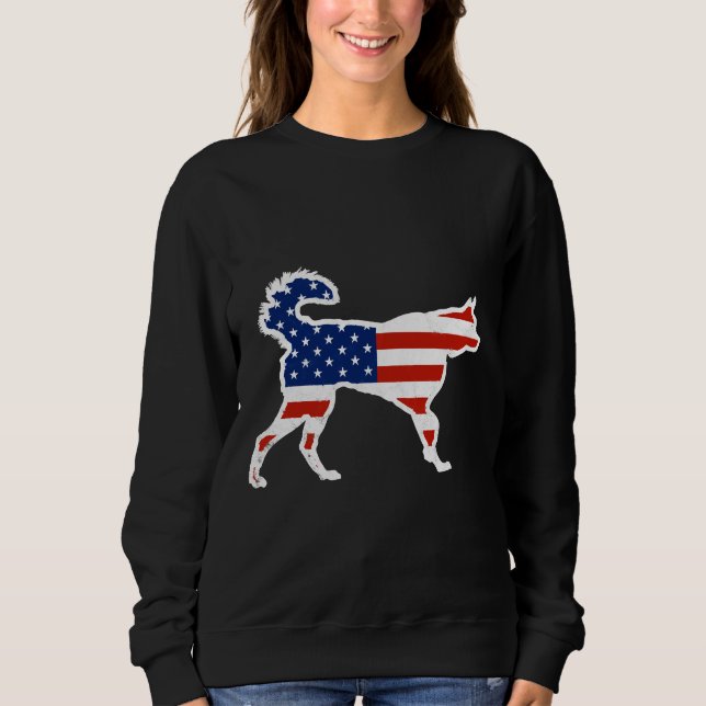 Sweatshirt Étoiles Husky Et Rayures Chien Patriot (Devant)