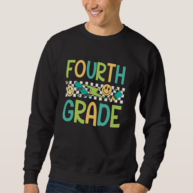 Sweatshirt Étudiant de 4e année Funky Premier jour Retour (Devant)