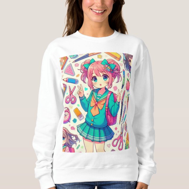 Sweatshirt étudiant en anime (Devant)
