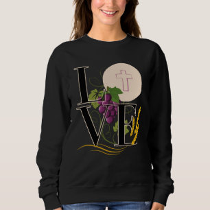 Sweatshirt Eucharistie AMOUR Typographie Hôte Blé Raisins