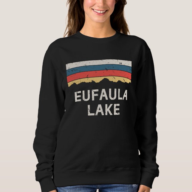Sweatshirt Eufaula Lake Souvenir Fishing Retro Map  Oklahoma (Devant)