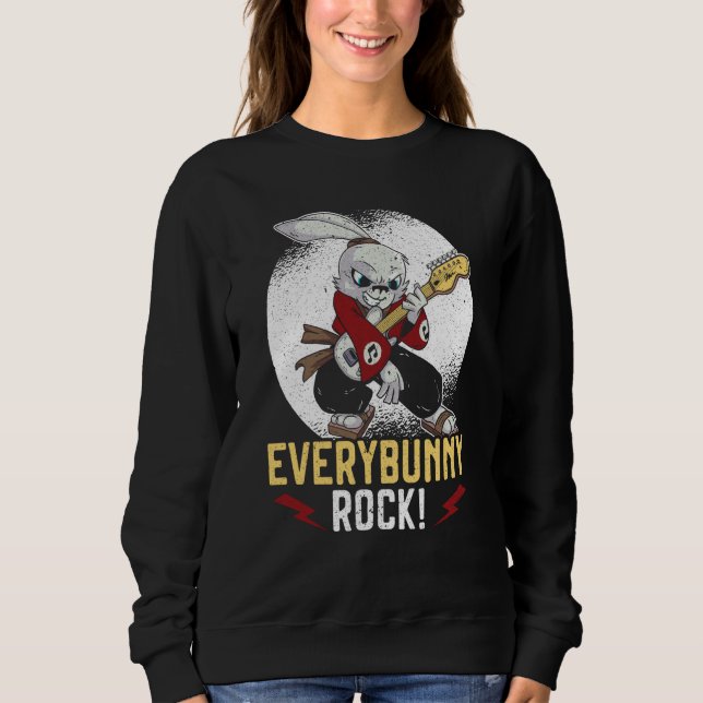 Sweatshirt Everybunny Rock Rabbit Whisperer Animal Bunny  Roc (Devant)