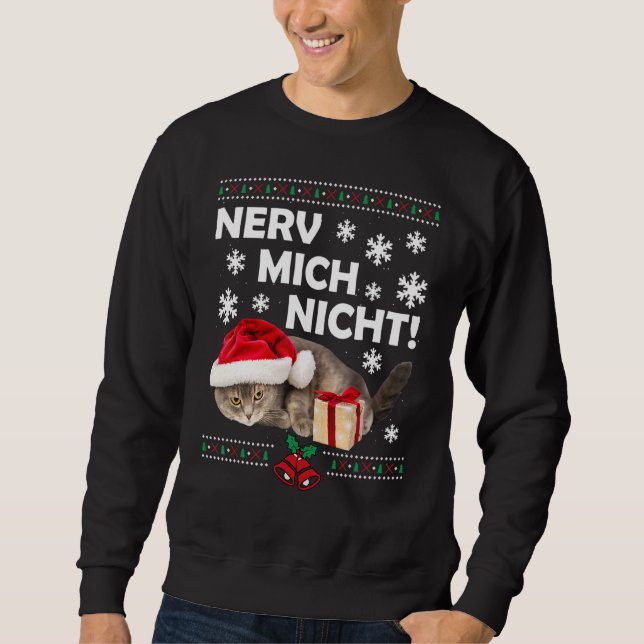 Sweatshirt Evil Chat Père Noël Vilain Noël Triste Chat Noël (Devant)