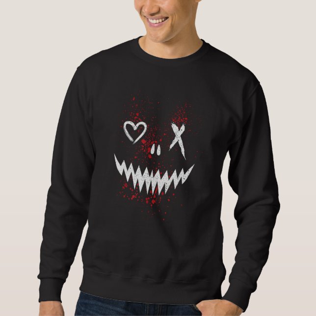 Sweatshirt Evil Face Heart Cross Smile Satan Demon (Devant)