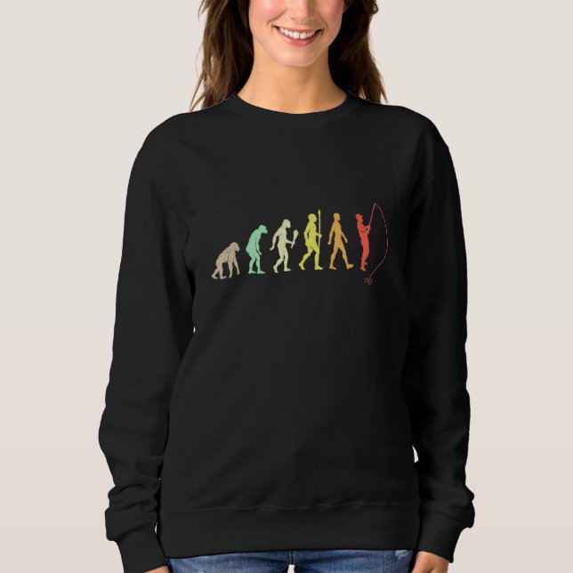 Sweatshirt Évolution De L'Homme Pêcheur Pêcheur Retro Vintage (Devant)