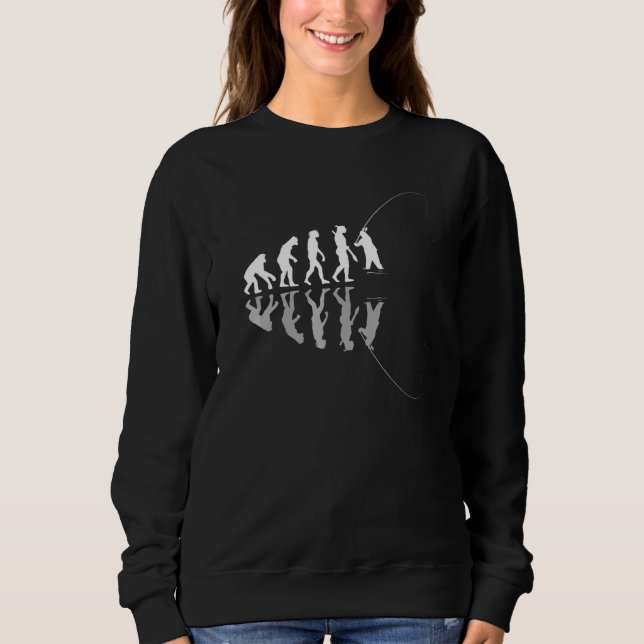 Sweatshirt Évolution humaine pêche à la mouche humour pêcheur (Devant)