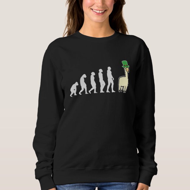 Sweatshirt Évolution Llama Alpaca Jour de la Saint Patrick (Devant)