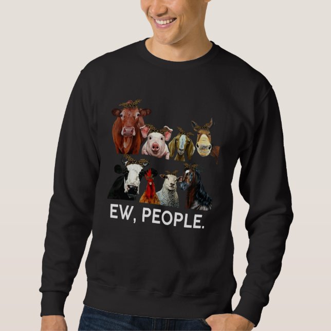 Sweatshirt Ew People Farm Animals With Leopard Turban Farmer (Devant)