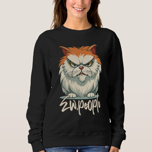 Sweatshirt Ew People Retro Cat  Vintage  Cat (Devant)