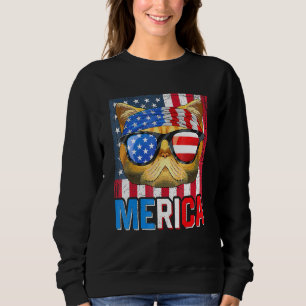 Sweatshirt Exotique Shorthair Merica 4 juillet Chat Américain
