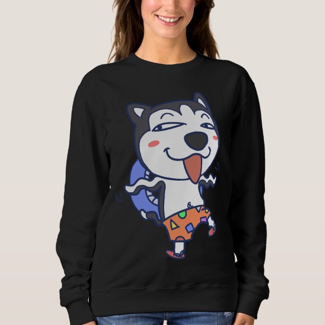Sweatshirt Expression Husky Dog (Devant)