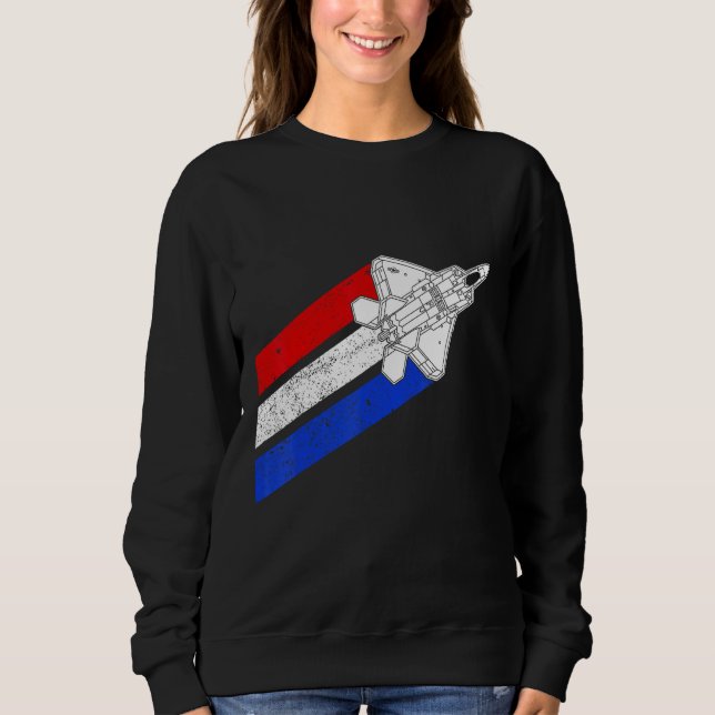 Sweatshirt F-22 Raptor Avion USA Contrails Rouge Blanc Bleu (Devant)