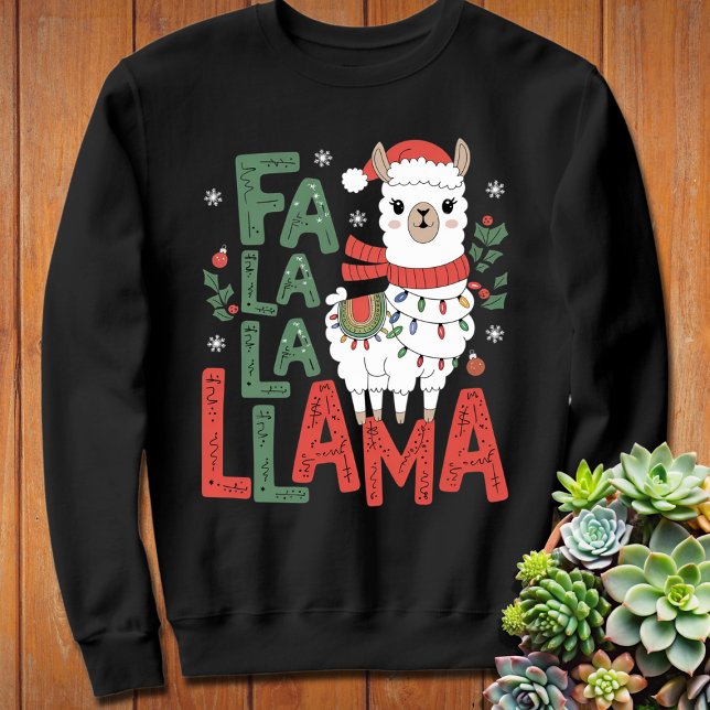 Sweatshirt Fa La La Llama | Llama Lover Noël rétro (Créateur téléchargé)