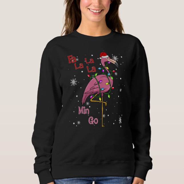 Sweatshirt Fa La La Mingo Flamant rose Correspondant Noël (Devant)