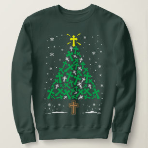 Sweatshirt Fa La Mingo Flamant rose Noël Arbre Lumière Déco