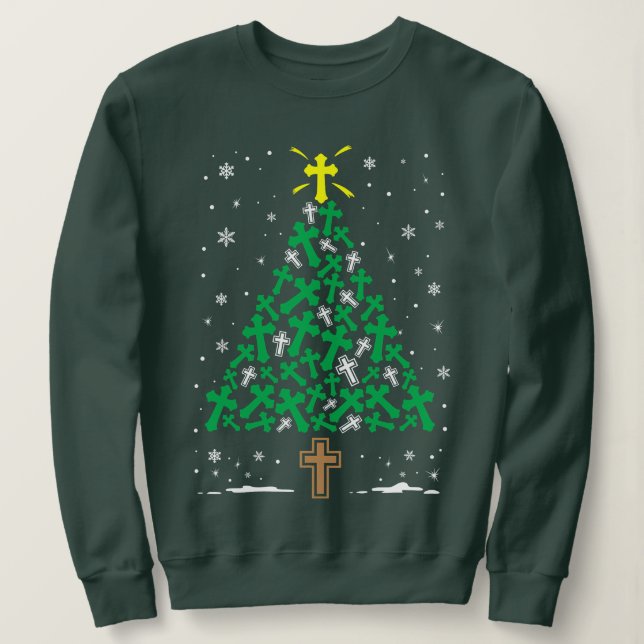 Sweatshirt Fa La Mingo Flamant rose Noël Arbre Lumière Déco (Design devant)