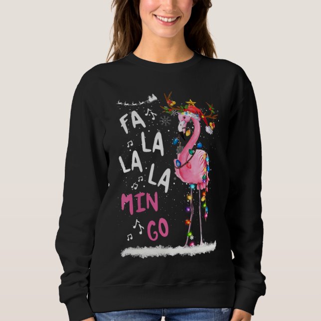 Sweatshirt Fa Noël La Mingo Flamant rose Avec Noël (Devant)