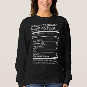 Sweatshirt Fabricant métallique Nutrition Facts amusant