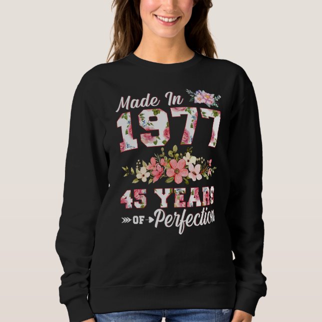 Sweatshirt Fabriqué En 1977 45 Ans De Perfection 45E B Jour F (Devant)