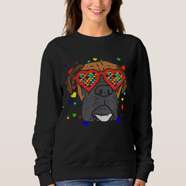 Sweatshirt Face Boxers Autism Glasses Valentine Dog (Devant)