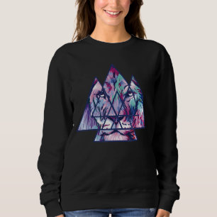 Sweatshirt Face de tête de lion géométrique géométrique color